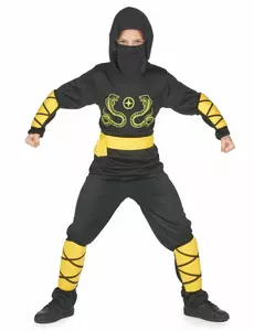 Déguisement ninja noir et jaune garçon, Taille: 4–6 ans (110–120 cm)