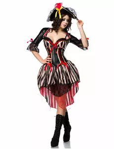 Sexy luxe rood korset piratenkostuum voor dames