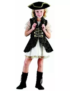 Déguisement pirate bleu foncé fille, Taille: 4–6 ans (110–120 cm)