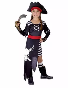 Déguisement pirate capitaine fille, Taille: 4–6 ans (110–120 cm)