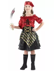 Déguisement pirate rayures dorées fille, Taille: 4–6 ans (110–120 cm)