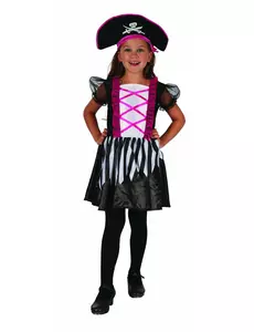 Déguisement pirate rose et noir fille, Taille: 4–6 ans (110–120 cm)