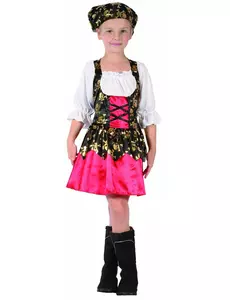 Déguisement pirate motifs dorés fille, Taille: 4–6 ans (110–120 cm)