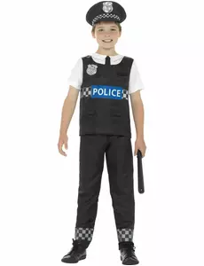 Déguisement policier noir et blanc garçon, Taille: 4–6 ans (115/128 cm)