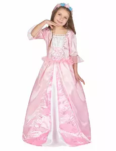 Costume de princesse avec couronne de fleurs pour filles, Taille: 4–6 ans (110–120 cm)