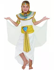 Wit en goudkleurig Egyptisch kostuum voor meisjes, Maat: 4–6 jaar (110–120 cm)
