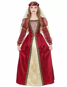 Koninklijke middeleeuwse prinses outfit voor meisjes, Maat: 8–10 jaar (140 cm)
