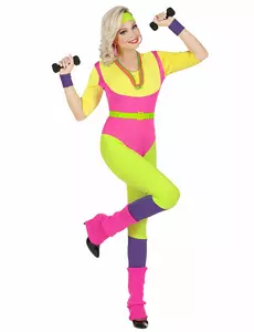 Jaren 80 aerobics kostuum voor vrouwen, Maat: X-Small