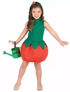 Aardbei outfit voor meisjes, Maat: 3–4 jaar (XS)
