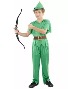 Lichtgroen Robin hood pak voor jongens, Maat: 4–6 jaar (110–120 cm)