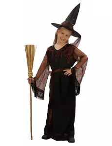 Déguisement sorcière noir fille Halloween, Taille: 7–9 ans (120–130 cm)