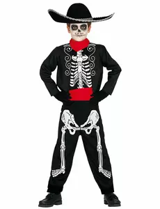 Déguisement squelette Dia de los muertos garçon, Taille: 5–6 ans (110–115 cm)