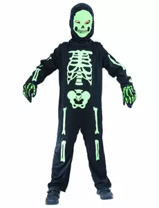 Déguisement Squelette vert enfant, Taille: 4–6 ans (110–120 cm)