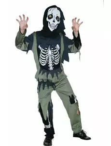 Déguisement squelette zombie enfant, Taille: 4–6 ans (110–120 cm)