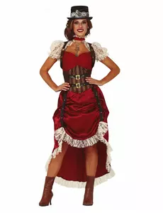 Déguisement steampunk sexy rouge femme, Taille: Medium (38–40)