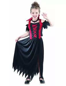Déguisement vampire rouge fille Halloween, Taille: 4–6 ans (110–120 cm)