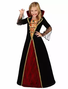 Déguisement élégant de vampire fille Halloween, Taille: 5–6 ans (115/130 cm)