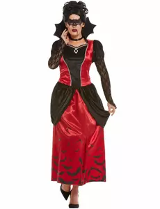 Gemaskerde gothic vampier kostuum voor vrouwen, Maat: Large