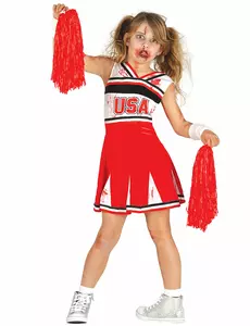 Déguisement zombie pompom girl fille Halloween, Taille: 9 ans (125–135 cm)