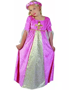 Déguisement princesse médiévale rose et or fille, Taille: 4–6 ans (110–120 cm)