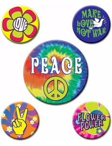 5 Badges 60's Hippies 3,5 à 6 cm