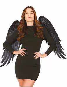 Zwarte stoffen gothic engelenvleugels volwassenen