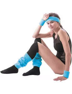 Bandeau et poignets bleus 80's adulte