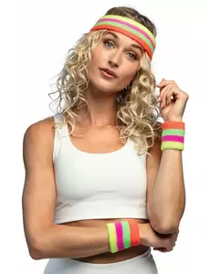 80's Volwassen Veelkleurige Hoofdband en Polsbandjes