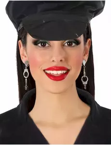 Boucles d'oreille à clips menottes policier adulte