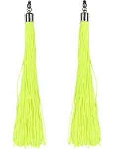 Boucles d'oreilles franges jaunes fluo adulte