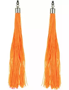 Boucles d'oreilles franges orange fluo adulte