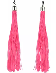 Boucles d'oreilles franges rose fluo adulte