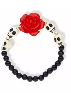 Skeletten en rode roos armband