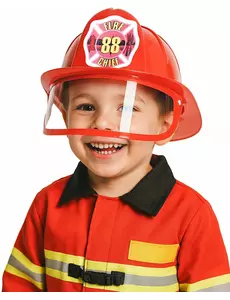 Casque pompier rouge avec visière enfant