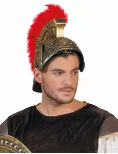 Romeinse helm met rode veren