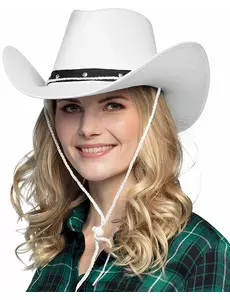 Chapeau cowboy blanc et noir adulte