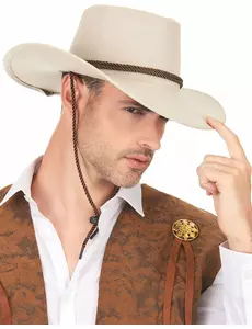 Chapeau cowboy luxe beige en suede adulte