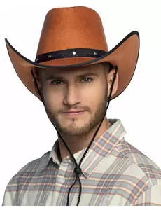 Chapeau cowboy marron à bordures noires adulte