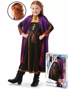 Anna Frozen 2™ kostuum en vlecht pack voor meisjes, Maat: 3–4 jaar (90 tot 104 cm)