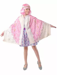 Déguisement Ailes d'ange poncho rose fille
