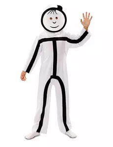 Déguisement avec masques Stickman enfant, Taille: 3–4 ans(92–104 cm)