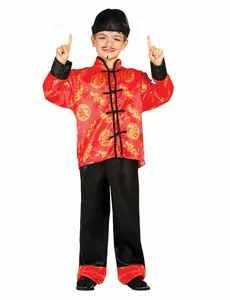 Rood chinees kostuum voor jongens, Maat: 3–4 jaar (95–105 cm)