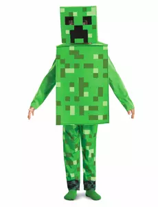 Klassiek Creeper Minecraft™ kinderkostuum, Maat: 7–8 jaar (124–136 cm)