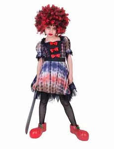 Déguisement clown effrayant fille, Taille: 6–8 ans (116 cm)