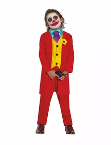 Gestoorde joker clown kostuum voor kinderen, Maat: 5–6 jaar (110–115 cm)