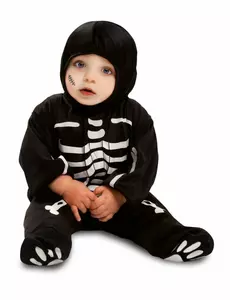 Déguisement combinaison petit squelette noir bébé, Taille: 7–12 mois (74–80 cm)