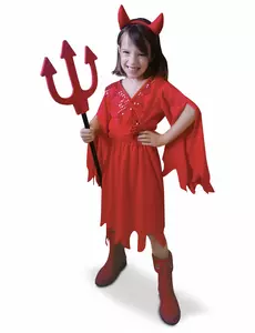 Rood duivelsmeisje vermomming, Maat: 7–8 jaar (122 tot 128 cm)