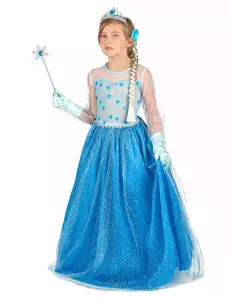 Déguisement et accessoires de princesse des glaces bleue fille, Taille: 10–12 ans