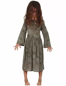 Grijs spook kostuum voor meisjes, Maat: 9 jaar (125–135 cm)