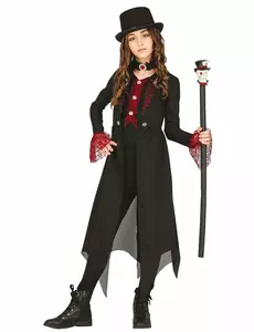 Déguisement gothique chic noir et rouge enfant, Taille: 5–6 ans (110–115 cm)